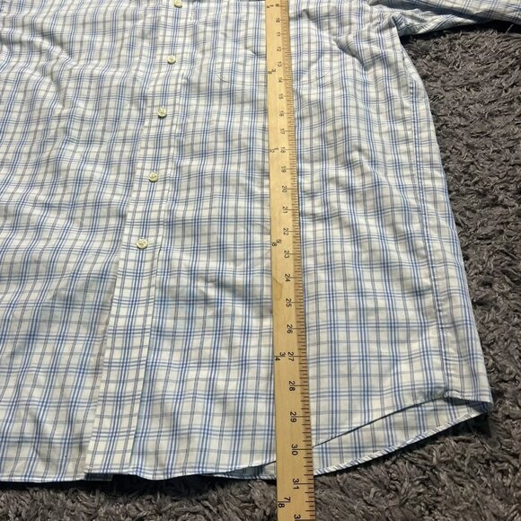 Jos A Bank Shirt Mens Medium Blue Plaid Stripe Long Sleeve Traveler Casual - Picture 6 of 7